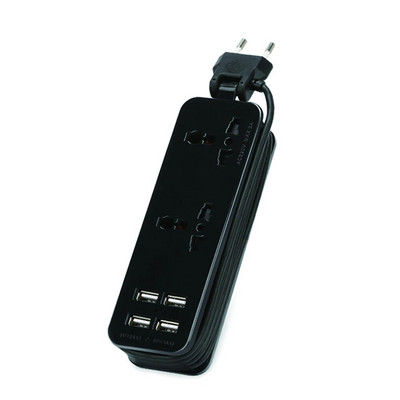 Kelionių maitinimo juostos prailginimo lizdas Nešiojamas universalus kištuko viršįtampių apsaugas su 4 USB kelionėms