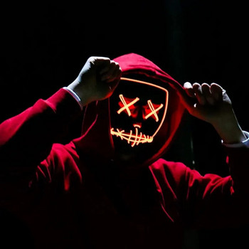 Halloween Neon Mask Γραβάτα Glow In The Dark LED Masque Masquerade Prop Στολή γενεθλίων γάμου πάρτι Cosplay Διακόσμηση μάσκες για πάρτι