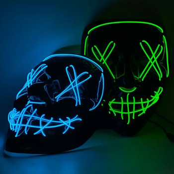 Хелоуин неонова маска вратовръзка светеща в тъмното LED маска маскарад реквизит рожден ден сватбено тържество костюм косплей маски за парти декор