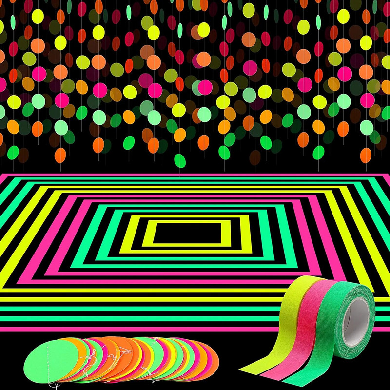 Неонова декорация, блясък в UV партито, блести, вечерни аксесоари, светещ банер за честит рожден ден, черна светлина, ярка висяща