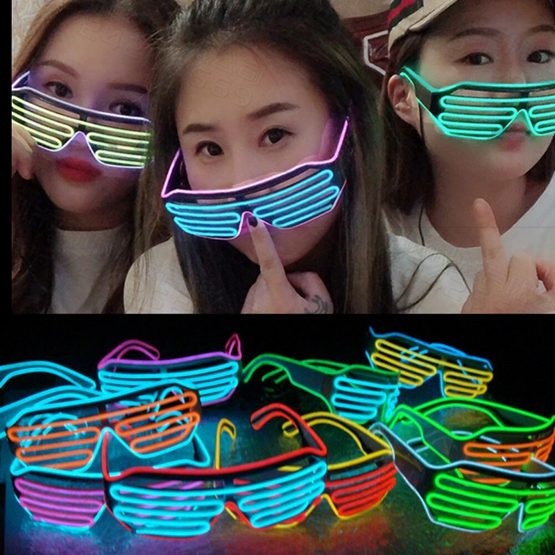 Светещи очила LED Gafas Luminous Bril Neon Christmas Glow Слънчеви очила Мигаща светлина Стъкло за парти консумативи Реквизит Костюми Ново