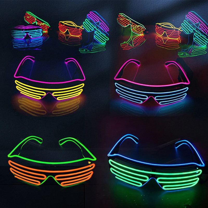 Светещи очила LED Gafas Luminous Bril Neon Christmas Glow Слънчеви очила Мигаща светлина Стъкло за парти консумативи Реквизит Костюми Ново