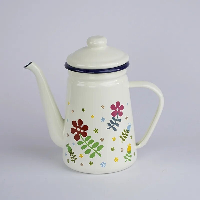 Kućni kuhinjski pribor Aparat za kavu Emajlirani čajnik Bijeli lonac za kavu 1.1L