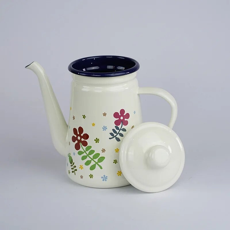 Kućni kuhinjski pribor Aparat za kavu Emajlirani čajnik Bijeli lonac za kavu 1.1L