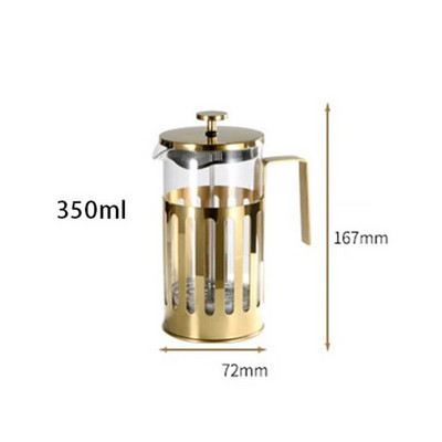 Oală de cafea de presă franceză, aparat de cafea din sticlă inoxidabilă oală de cafea turcească 350/600/1000M pentru cafea acasă, prepararea ceaiului