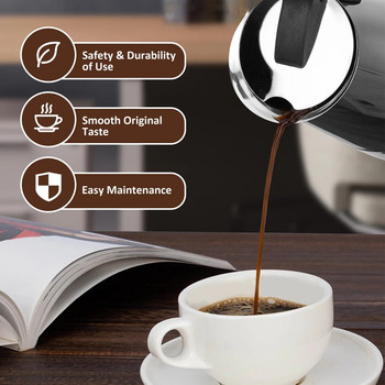 Тенджера за кафе от неръждаема стомана Mocha Espresso Latte Stovetop Filter Кафемашина Moka Кафемашина за кухненски индукционни готварски печки