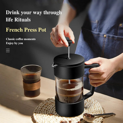 350ML/600ML/1000ML French Press Aparat za kavu Visoko borosilikatno staklo Aparat za kuhanje kave Pjenilica za pjenu od mlijeka Barista Aparat za čaj