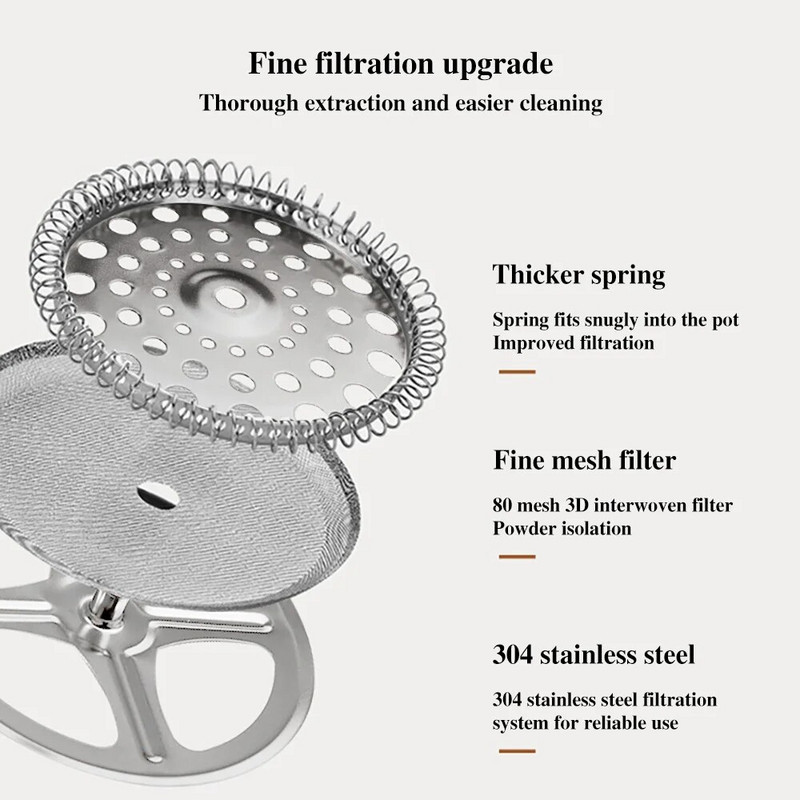 350ML/600ML/1000ML French Press Aparat za kavu Visoko borosilikatno staklo Aparat za kuhanje kave Pjenilica za pjenu od mlijeka Barista Aparat za čaj