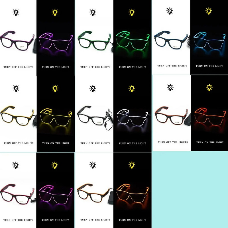 Led naočale Neonske svjetlucave naočale za zabave EL žice Svjetleće gafas Svjetleće Bril Novost Poklon Sjajne sunčane naočale Jarko svjetlo