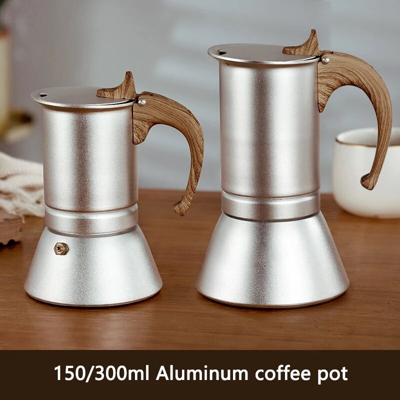 Moka Pot alumínium kávéfőző alul borított eszpresszó gejzír kávéfőző tűzhely kávéfőző indukciós tűzhely fűtés 3/6 csésze
