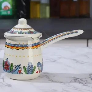 Emajlirani porculanski lonac za juhu Mini lonac za kavu, zagrijavanje mlijeka, kave, rastopljenog maslaca, univerzalno za plinski štednjak i indukcijsko kuhalo, žuta