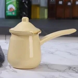Emajlirani porculanski lonac za juhu Mini lonac za kavu, zagrijavanje mlijeka, kave, rastopljenog maslaca, univerzalno za plinski štednjak i indukcijsko kuhalo, žuta