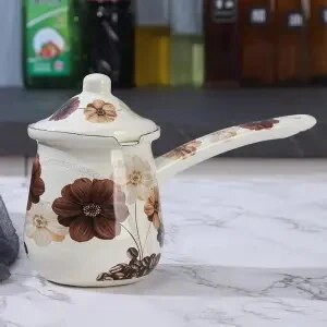 Emajlirani porculanski lonac za juhu Mini lonac za kavu, zagrijavanje mlijeka, kave, rastopljenog maslaca, univerzalno za plinski štednjak i indukcijsko kuhalo, žuta