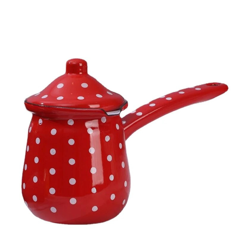 Emajlirani porculanski lonac za juhu Mini lonac za kavu, zagrijavanje mlijeka, kave, rastopljenog maslaca, univerzalno za plinski štednjak i indukcijsko kuhalo, žuta