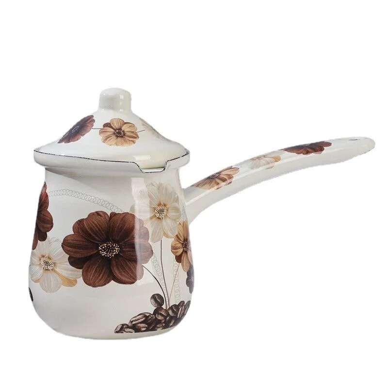 Emajlirani porculanski lonac za juhu Mini lonac za kavu, zagrijavanje mlijeka, kave, rastopljenog maslaca, univerzalno za plinski štednjak i indukcijsko kuhalo, žuta