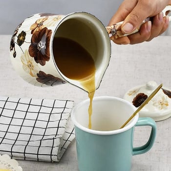 700ml σμάλτο μικρό δοχείο γάλακτος με μακριά λαβή Κάδος τήξης βουτύρου English Coffee Milk Cup Mini Brew Coffee Bucket Milk Heating Pot