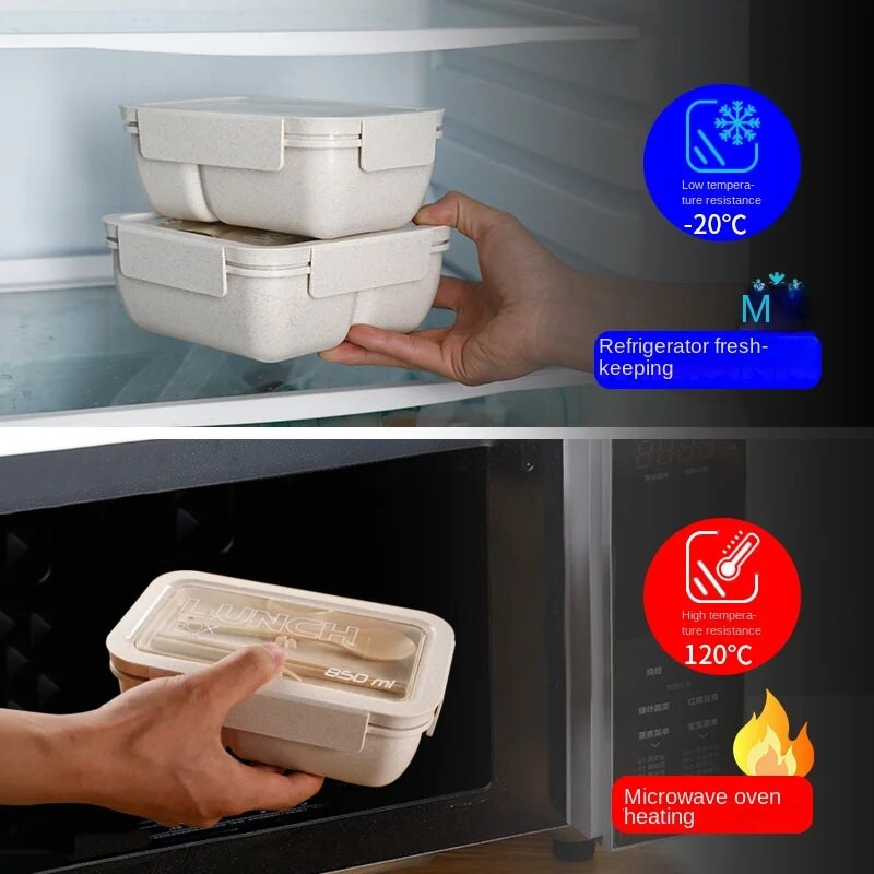1 kom mikrovalna kutija za ručak, ekološki prihvatljiva pšenična slama bez BPA, prijenosna bento kutija, kuhinjska posuda za hranu Kutija za ručak, kućni dodaci
