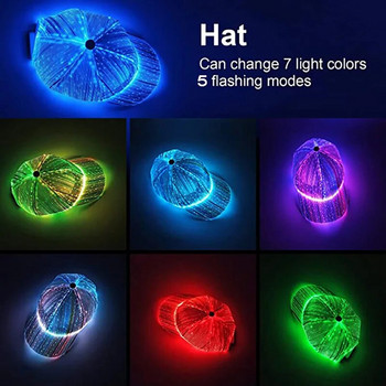 Нова пристигаща светеща бейзболна шапка за празнични осветителни принадлежности Флуоресцентни парти реквизити Светещи мигащи светлини Шапка