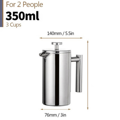 350ml/800ml/1000ml Френч преса Кафемашина Изолирана тенджера от неръждаема стомана с двойна стена Ръчна кафемашина за еспресо Cafetiere