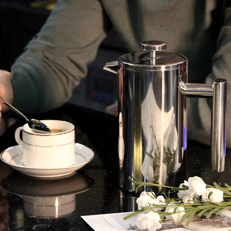 350ml/800ml/1000ml Френч преса Кафемашина Изолирана тенджера от неръждаема стомана с двойна стена Ръчна кафемашина за еспресо Cafetiere