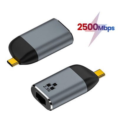 Nku 2500Mbps USB C Ethernet adapteris Type-C Thunderbolt3 To RJ45 Cat8 LAN jungtis 2.5G tinklo plokštė, skirta Macbook nešiojamam kompiuteriui