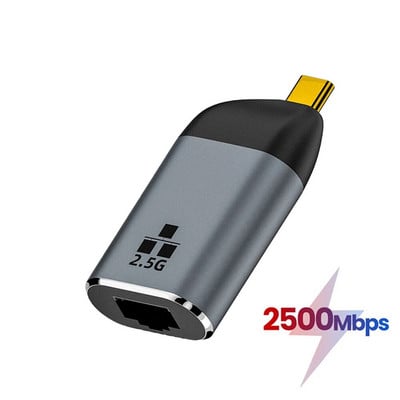 Adaptor Ethernet USB C 2500Mbps Tip-C Thunderbolt3 la RJ45 LAN CAT7/8 Cablu Convertor card de rețea 2.5G pentru Macbook Surface Pro