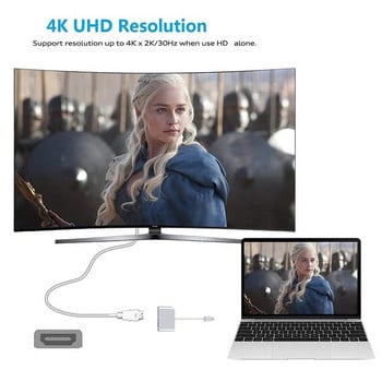 USB C 2in1 Dock Station Type-C Thunder-bolt3 σε 4K HD και 1080P VGA καλώδιο προσαρμογέα μετατροπέα βίντεο για Macbook Chromebook XPS PC