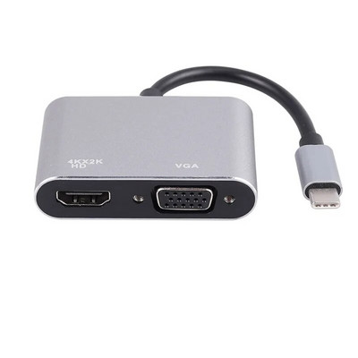 USB C 2in1 doko stoties Type-C Thunder-bolt3 iki 4K HD ir 1080P VGA vaizdo konverterio adapterio laidas, skirtas Macbook Chromebook XPS kompiuteriui