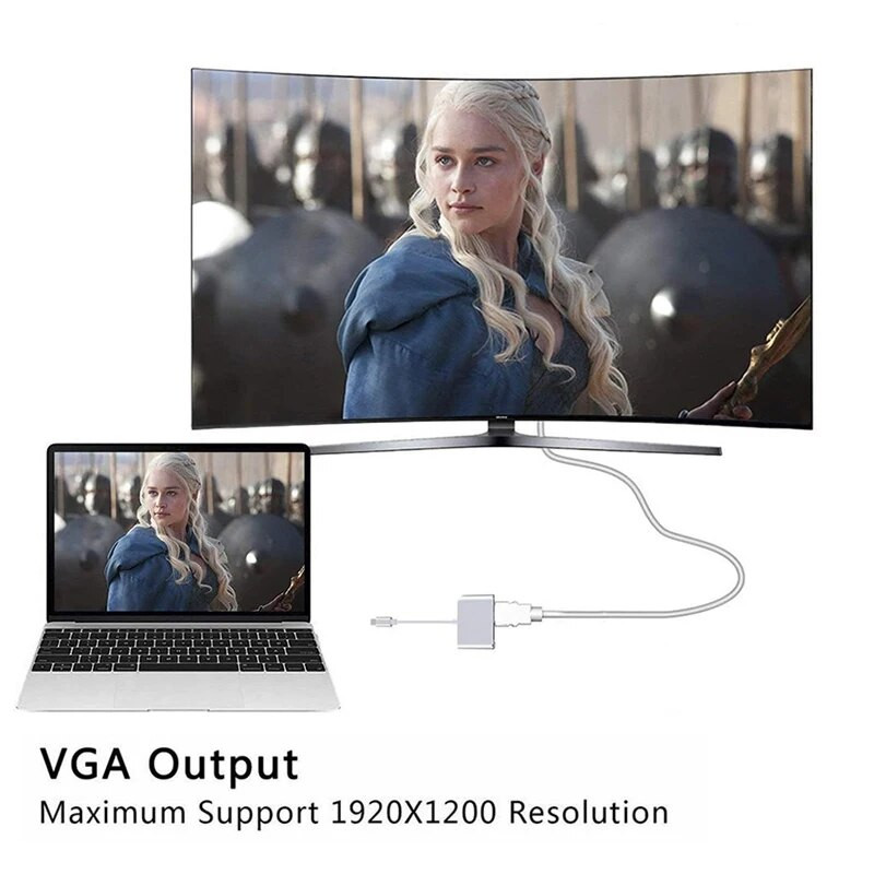 USB C 2in1 dokijaam Type-C Thunder-bolt3 kuni 4K HD ja 1080P VGA videomuunduri adapterkaabel Macbook Chromebook XPS PC jaoks