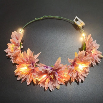 LED κορώνα λουλούδι Headband Light στεφάνι ντεκόρ γιρλάντα Γυναικεία κορίτσι Γάμος Γενέθλια φωτεινά μαλλιά Γιρλάντα Hairband Προμήθειες πάρτι
