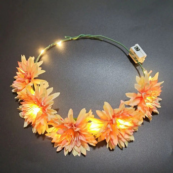 LED κορώνα λουλούδι Headband Light στεφάνι ντεκόρ γιρλάντα Γυναικεία κορίτσι Γάμος Γενέθλια φωτεινά μαλλιά Γιρλάντα Hairband Προμήθειες πάρτι
