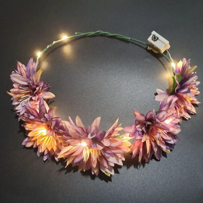 LED корона, цветна лента за глава, светлинен венец, гирлянден декор, жени, момичета, сватба, рожден ден, светещ гирлянд за коса, лента за коса, парти консумативи