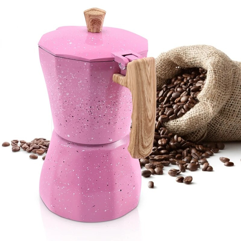 Latte Mocha Aparat za kavu Italian Moka Espresso Cafeteira Percolator Lonac Aparat za kavu na ploči za kuhanje 300 ml Roza