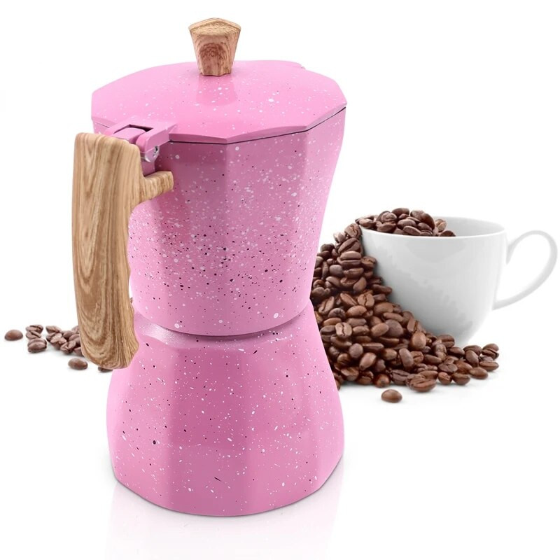 Latte Mocha Aparat za kavu Italian Moka Espresso Cafeteira Percolator Lonac Aparat za kavu na ploči za kuhanje 300 ml Roza