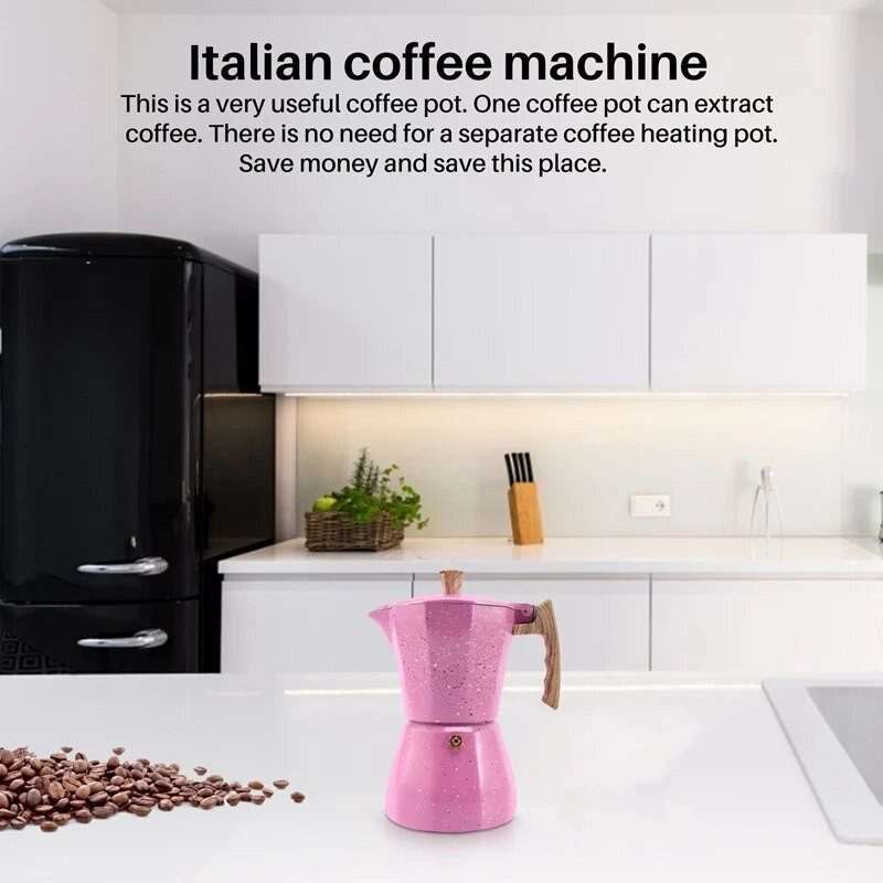 Latte Mocha Aparat za kavu Italian Moka Espresso Cafeteira Percolator Lonac Aparat za kavu na ploči za kuhanje 300 ml Roza