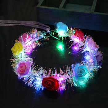 10 ΤΕΜ LED Flower Crown Fairy 14-LED Light Up Hair Wreath Party Floral Headpiece Hair Band Γενέθλια γάμου Φωτεινή κορδέλα