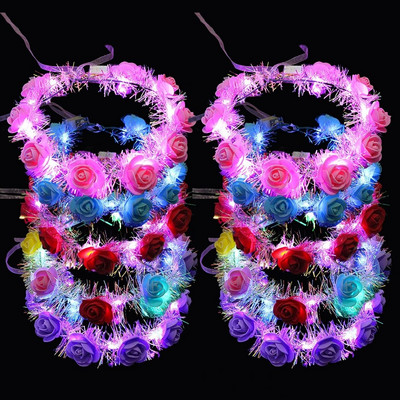 10 vnt. LED gėlių karūnos fėja 14 LED šviečiančių plaukų vainikų vakarėlis gėlių galvos apdangalas Gimtadienio vestuvių šviečiantis galvos apdangalas