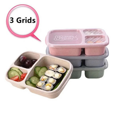 Cutie de prânz Cutie sănătoasă din paie de grâu Cutie de picnic pentru alimente, Recipient pentru fructe, Cutie de depozitare Cuptor cu microunde Bento, școală pentru copii, adulți, birou, Lunchbox