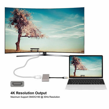 2в1 USB C докинг станция Type-C Thunder-bolt3 към 4K UHD 1080P VGA видео конвертор адаптер, съвместим за Macbook Samsung S9 Dex