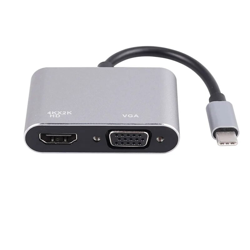 2in1 USB C dokijaam Type-C Thunder-polt 3 kuni 4K UHD 1080P VGA videomuunduri adapter, mis ühildub Macbookiga Samsung S9 Dex
