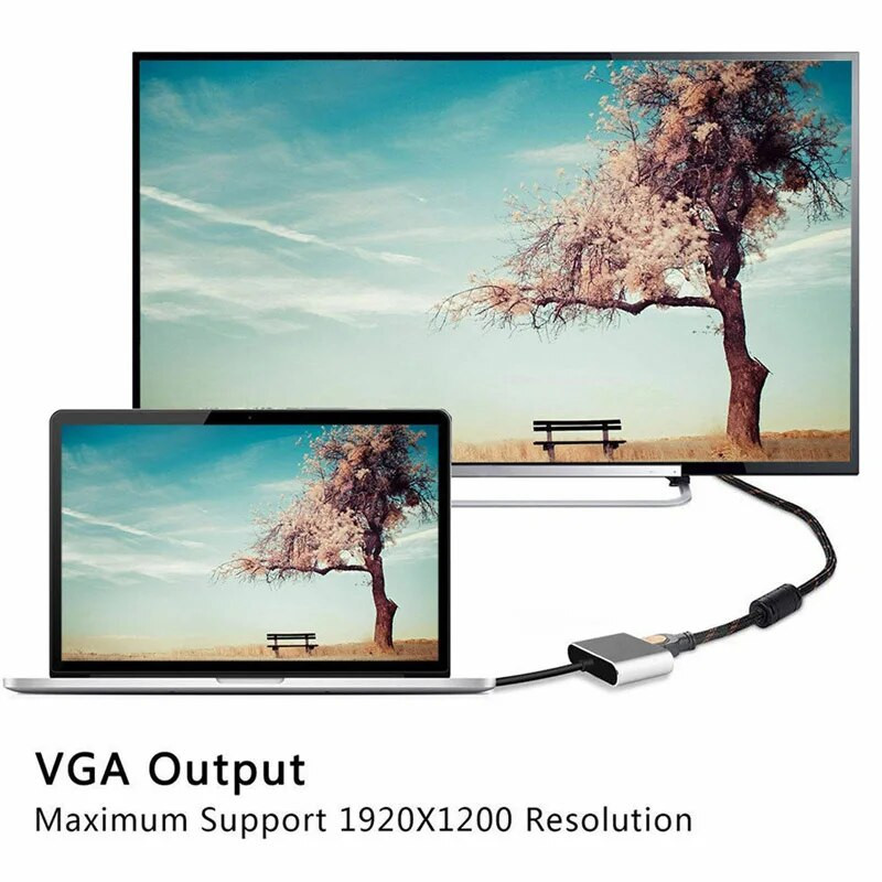 2in1 USB C dokijaam Type-C Thunder-polt 3 kuni 4K UHD 1080P VGA videomuunduri adapter, mis ühildub Macbookiga Samsung S9 Dex