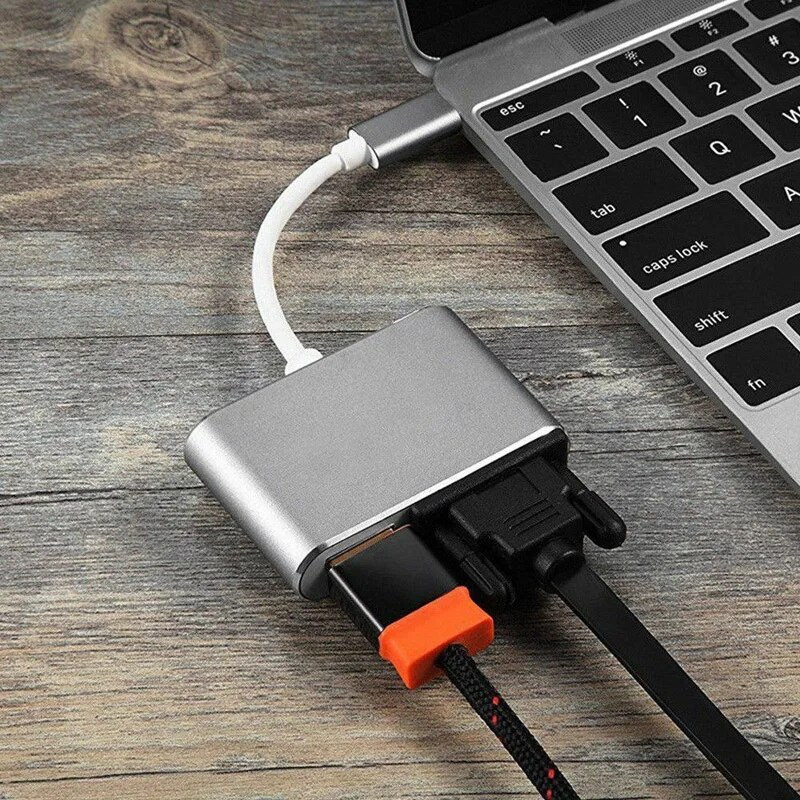 2in1 USB C dokijaam Type-C Thunder-polt 3 kuni 4K UHD 1080P VGA videomuunduri adapter, mis ühildub Macbookiga Samsung S9 Dex