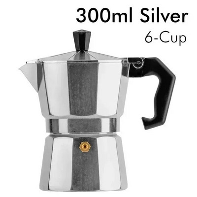 Aliuminis Moka Puodas Autentiškas itališkas espreso kavos virimo aparatas Viryklė Namams Lauke 150ml 300ml Kavinės Priedai Įrankiai Virtuvė