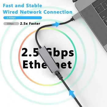 Nku USB C 2.5G Ethernet адаптер Type-C към RJ45 2500Mbps мрежова карта Cat7/8 LAN кабелен конектор за Macbook лаптоп PC Ipad Pro
