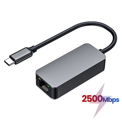 Adaptor Nku USB C 2.5G Ethernet tip C la RJ45 2500Mbps Placă de rețea Cat7/8 Conector cablu LAN pentru Macbook Laptop PC Ipad Pro