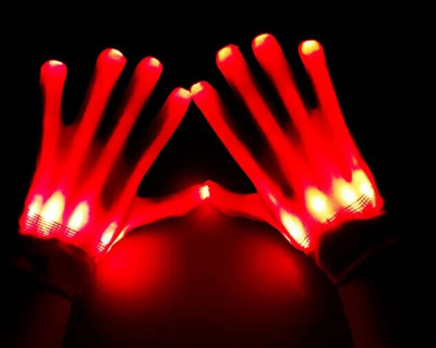 Mănuși LED Neon Guantes Strălucitoare pentru petrecere de Halloween Recuzită Luminoasă Intermitentă Mănuși cu craniu Costum de scenă Rechizite de Crăciun