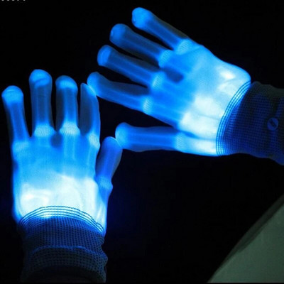 LED ръкавици Неонови Guantes Светещи Хелоуин парти светлина Подпори Светещи мигащи черепни ръкавици Сценичен костюм Коледни консумативи
