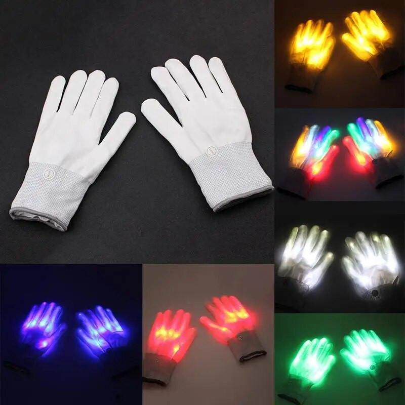 LED ръкавици Неонови Guantes Светещи Хелоуин парти светлина Подпори Светещи мигащи черепни ръкавици Сценичен костюм Коледни консумативи