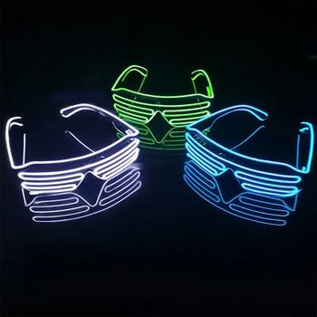 Γυαλιά LED νέον Rave Γυαλιά ηλίου LED που αναβοσβήνουν Γυαλιά ηλίου 16 χρωμάτων Φωτεινά γυαλιά Carnival Party Glow In The Dark Glasses Festival Supplies