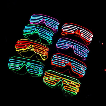 Γυαλιά LED νέον Rave Γυαλιά ηλίου LED που αναβοσβήνουν Γυαλιά ηλίου 16 χρωμάτων Φωτεινά γυαλιά Carnival Party Glow In The Dark Glasses Festival Supplies